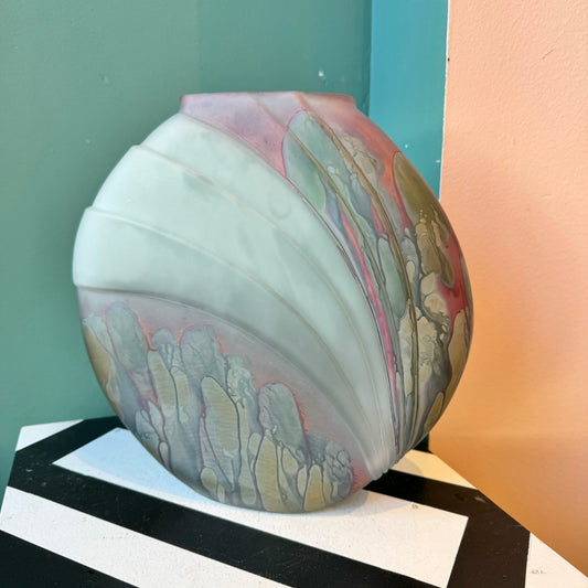 Vintage Hand Painted Art Deco Revival Frosted Glass Vase