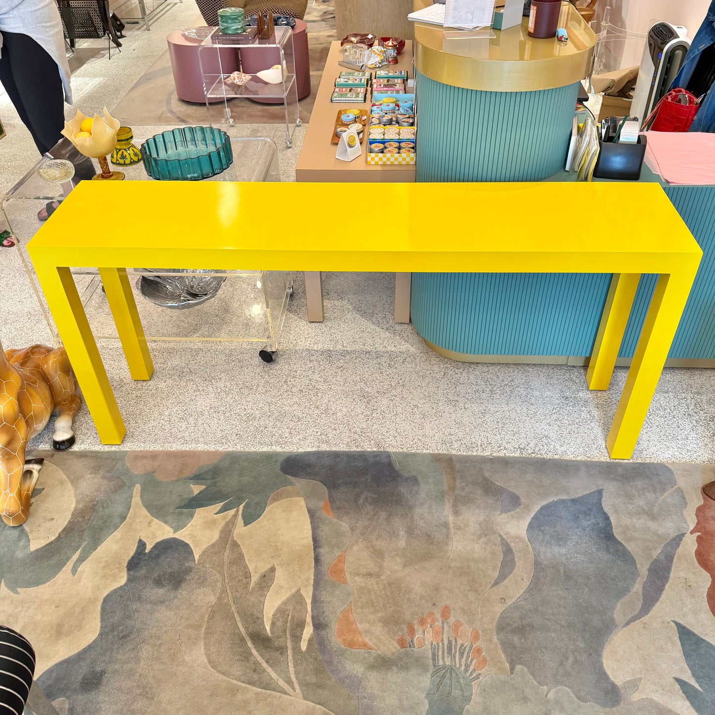 Vintage Yellow Laminate Console Table by Milo Baughman for Thayer Coggin
