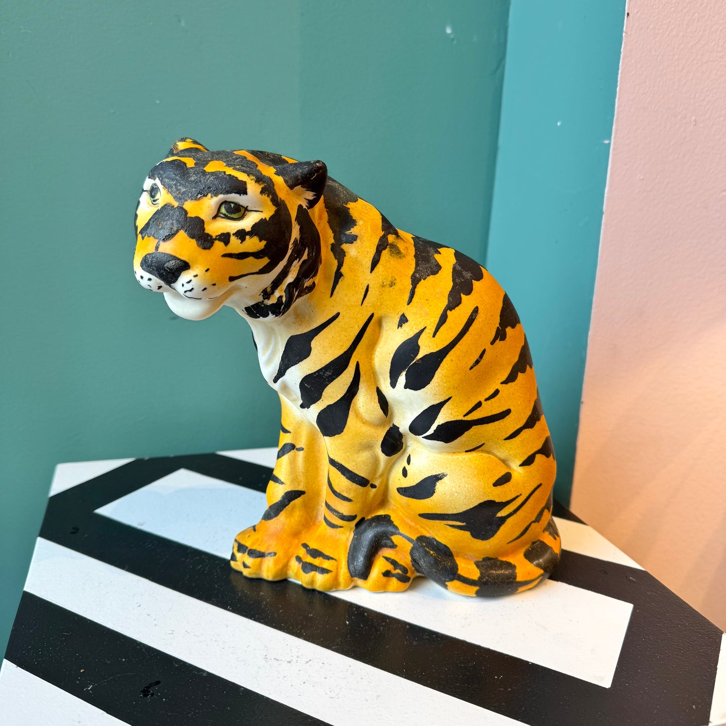 Vintage Small Porcelain Italian Tiger Statue