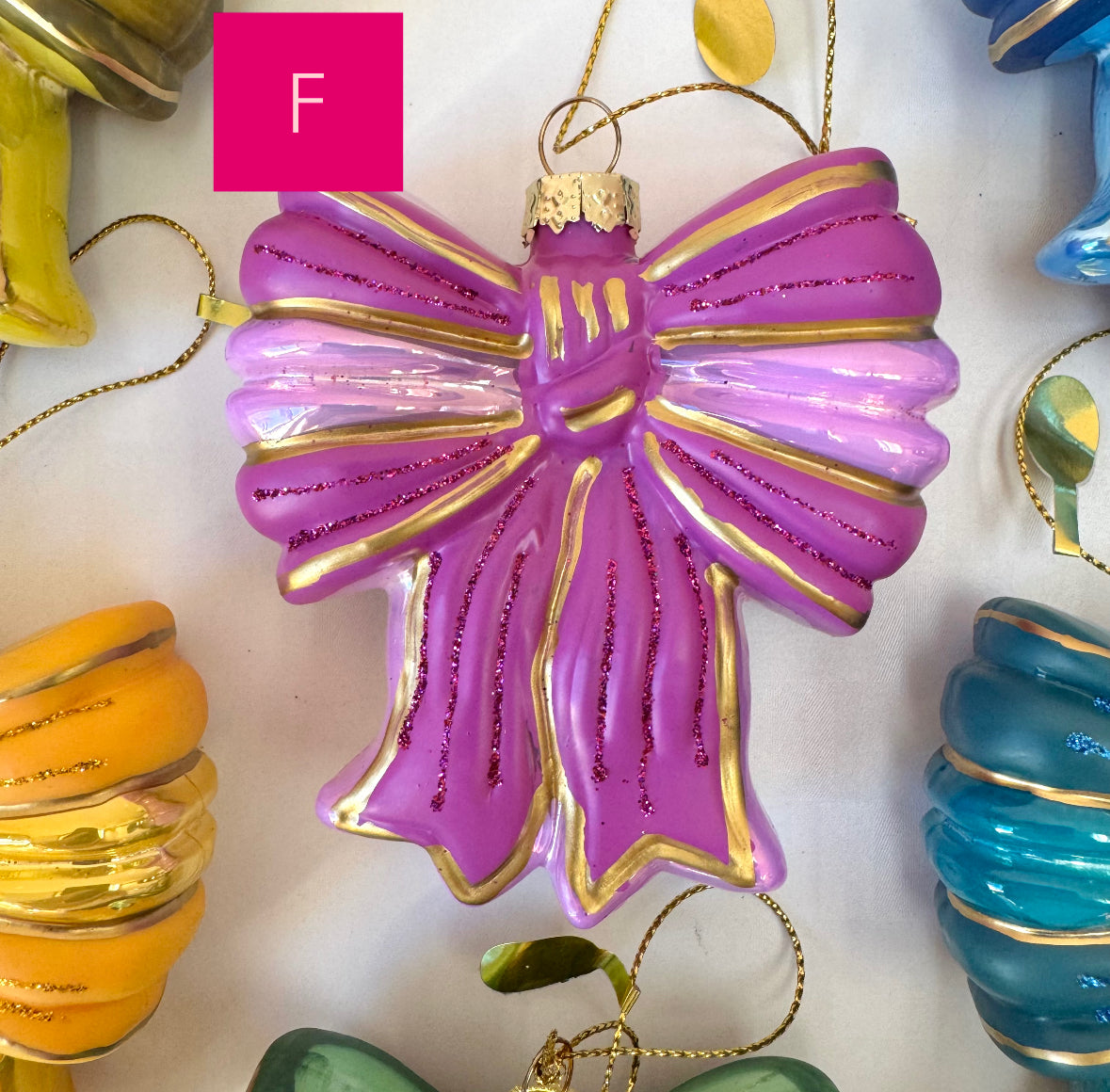 Sparkling Satin Bow Glass Ornament