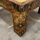 Vintage Mid-Century Carved Chess Board Coffee Table with Chess Pieces