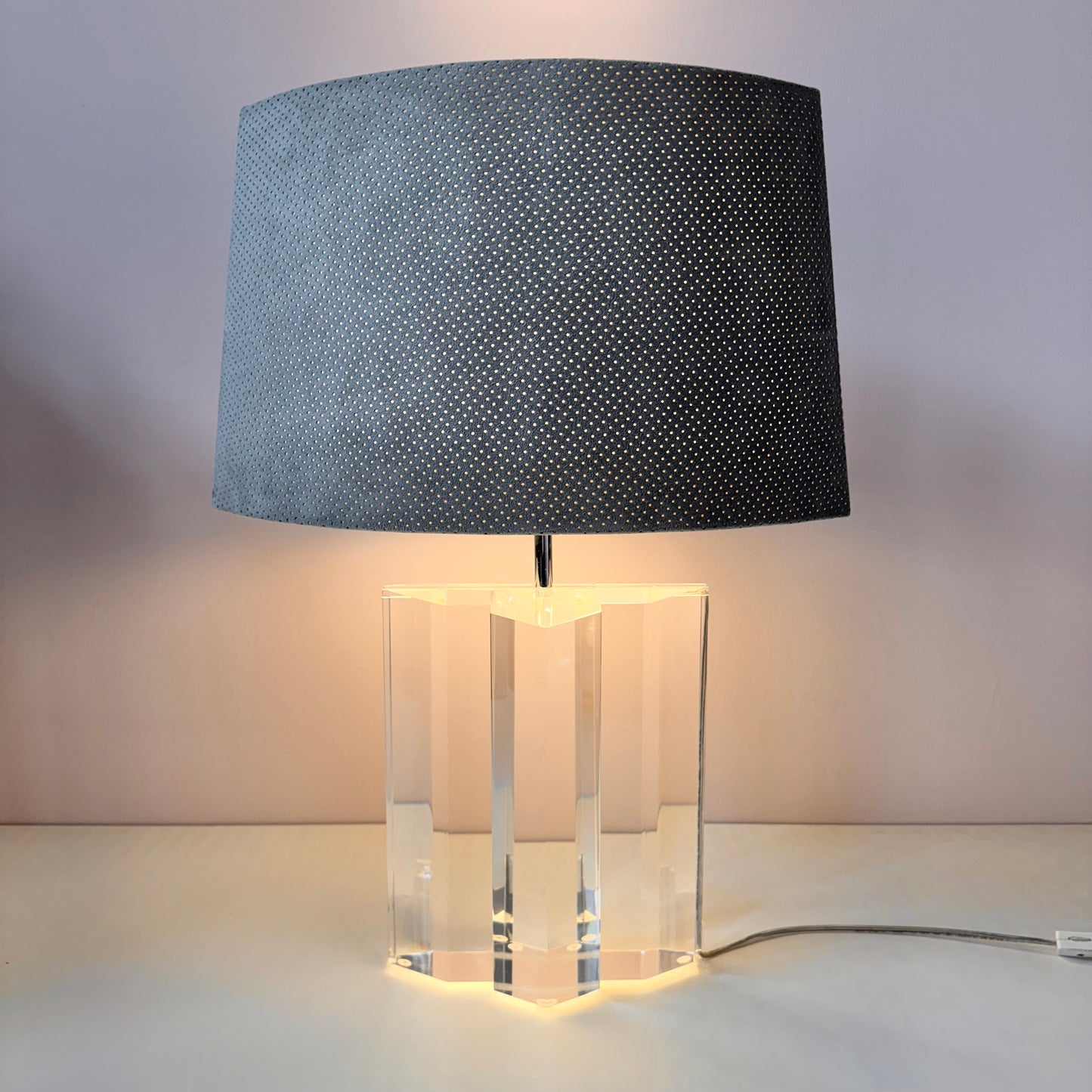 Vintage Lucite Diamond Block Lamp by Les Prismatiques/item