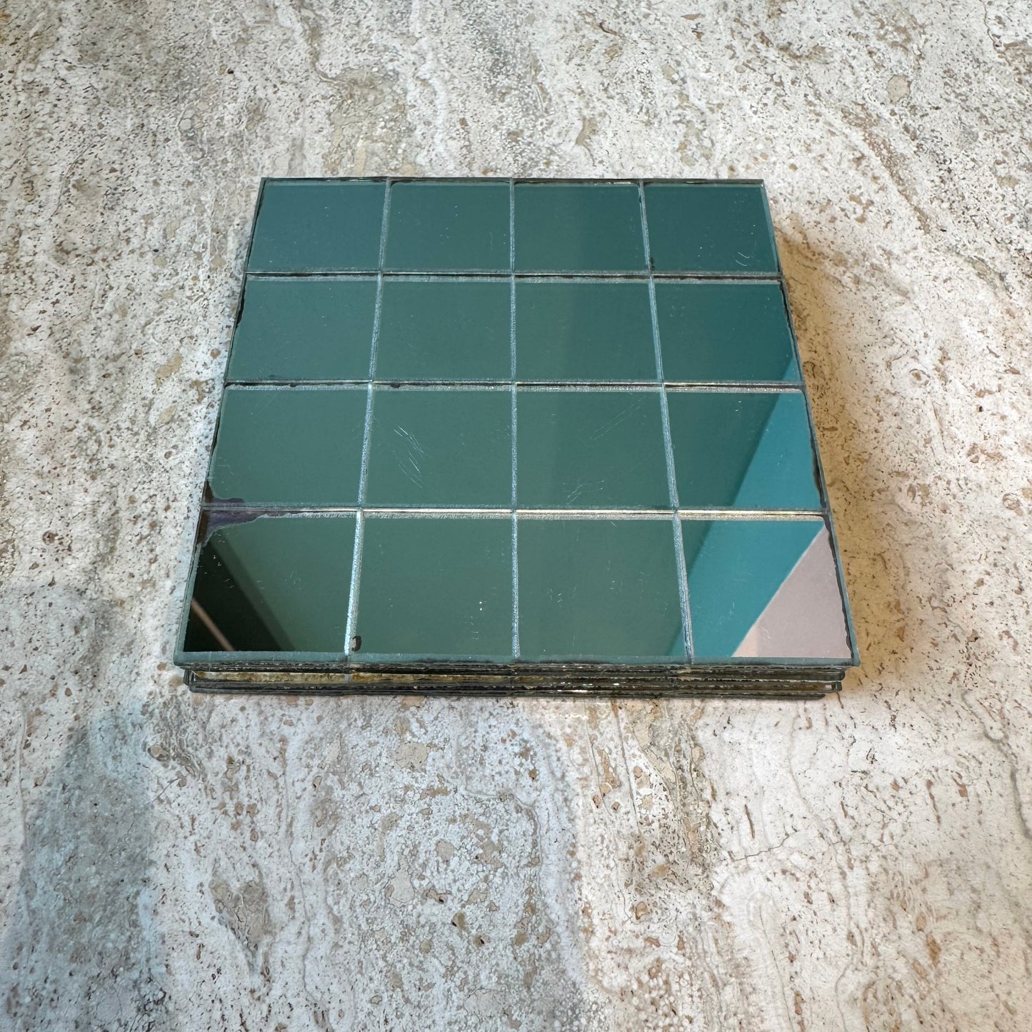 Set of 6 Vintage Mirrored Tile Coasters