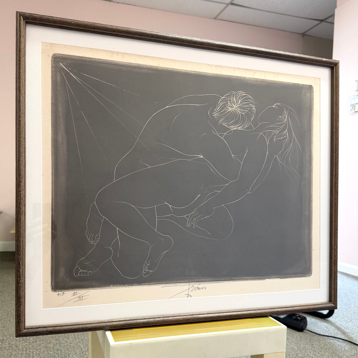 Vintage 1974 “Untitled - Embrace” Limited Edition Artists Proof Lithograph by Pierre-Yves Trémois