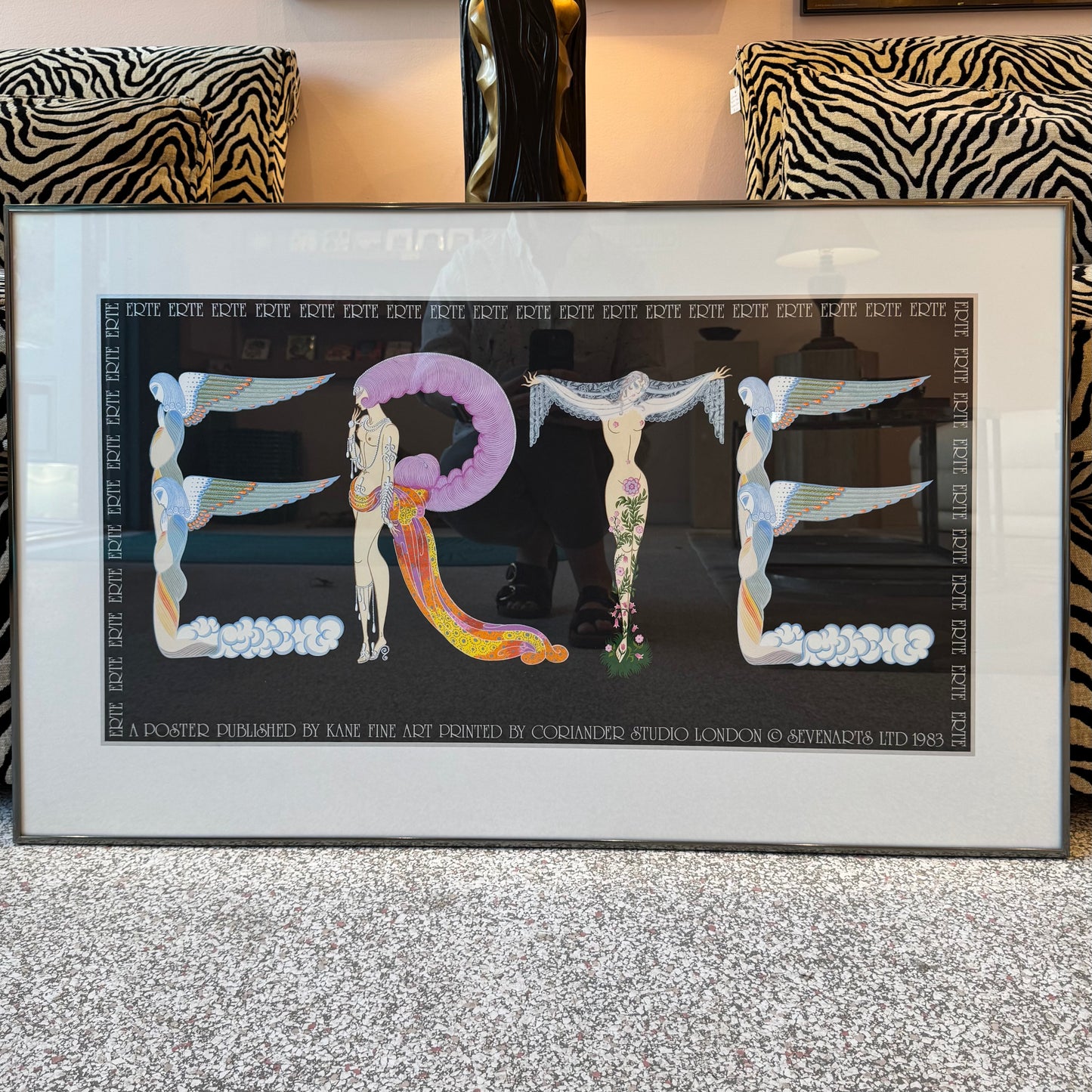 Vintage 1983 Framed Art Deco Style ERTE Poster