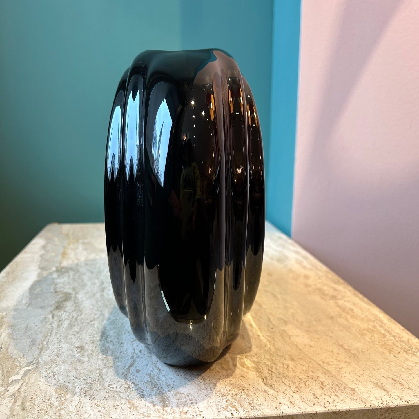 Vintage Black Ceramic Art Deco Style Vase