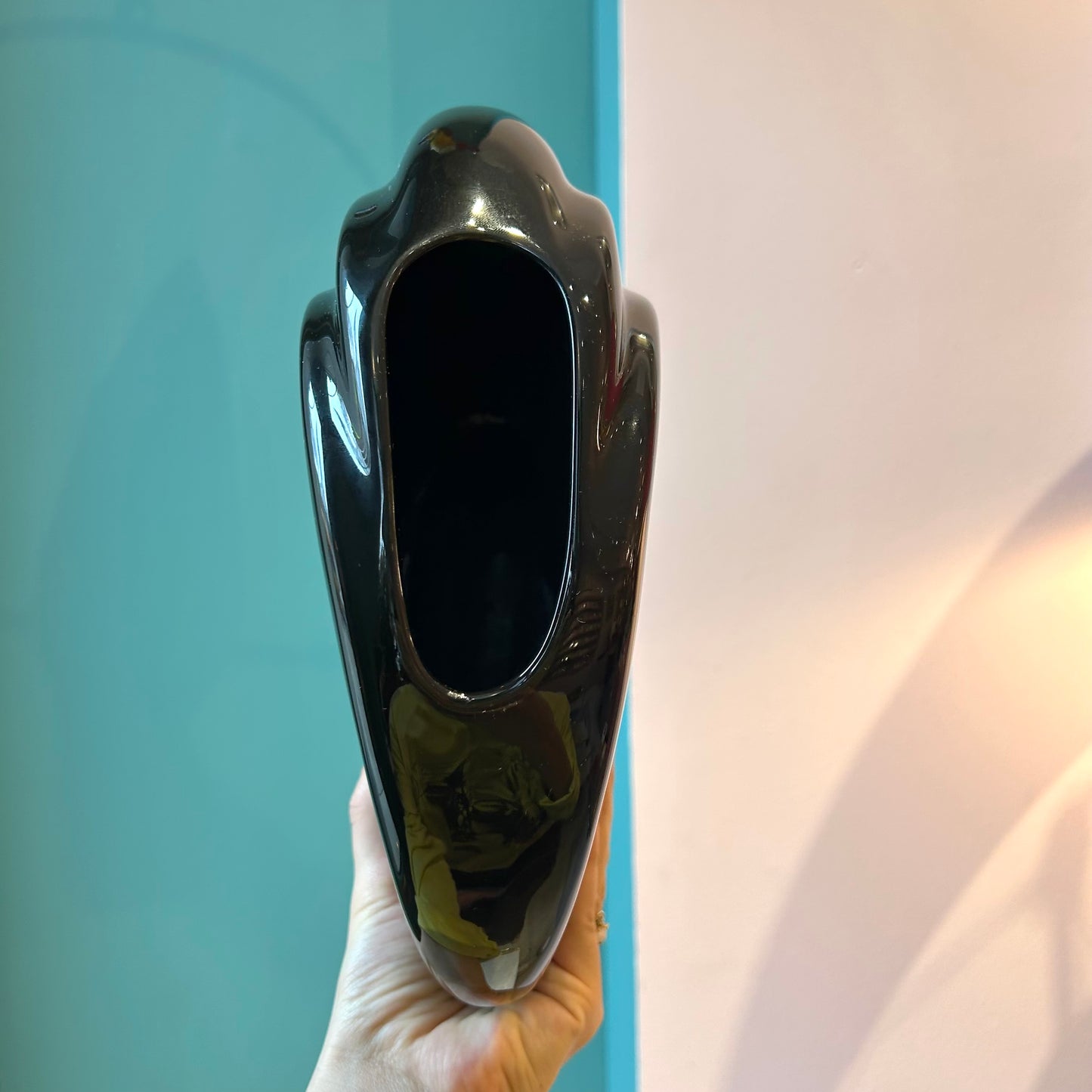 Vintage Black Ceramic Art Deco Style Vase