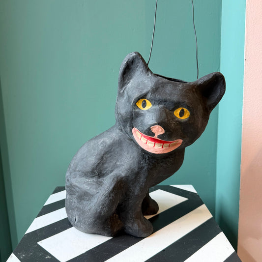 Vintage Inspired Mischievous Black Cat Candy Bucket