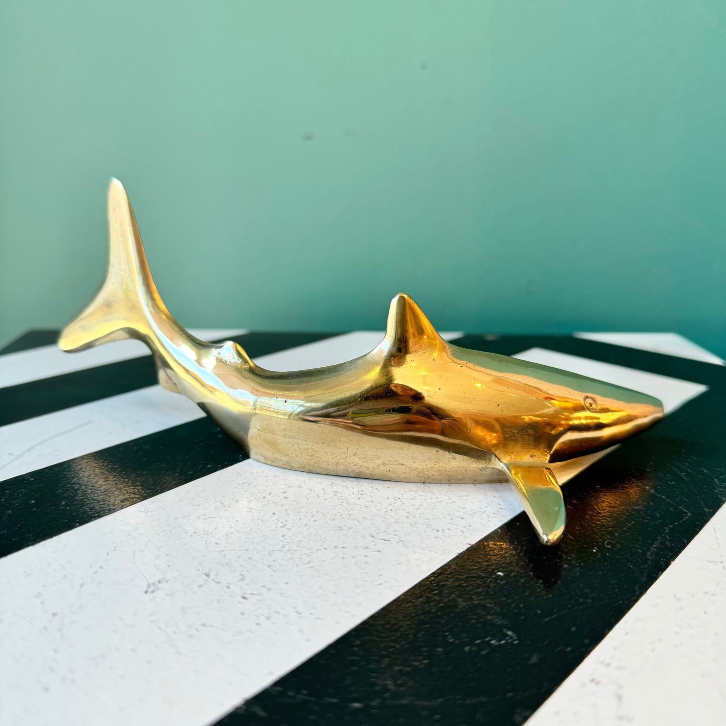 Vintage Brass Shark Figurine