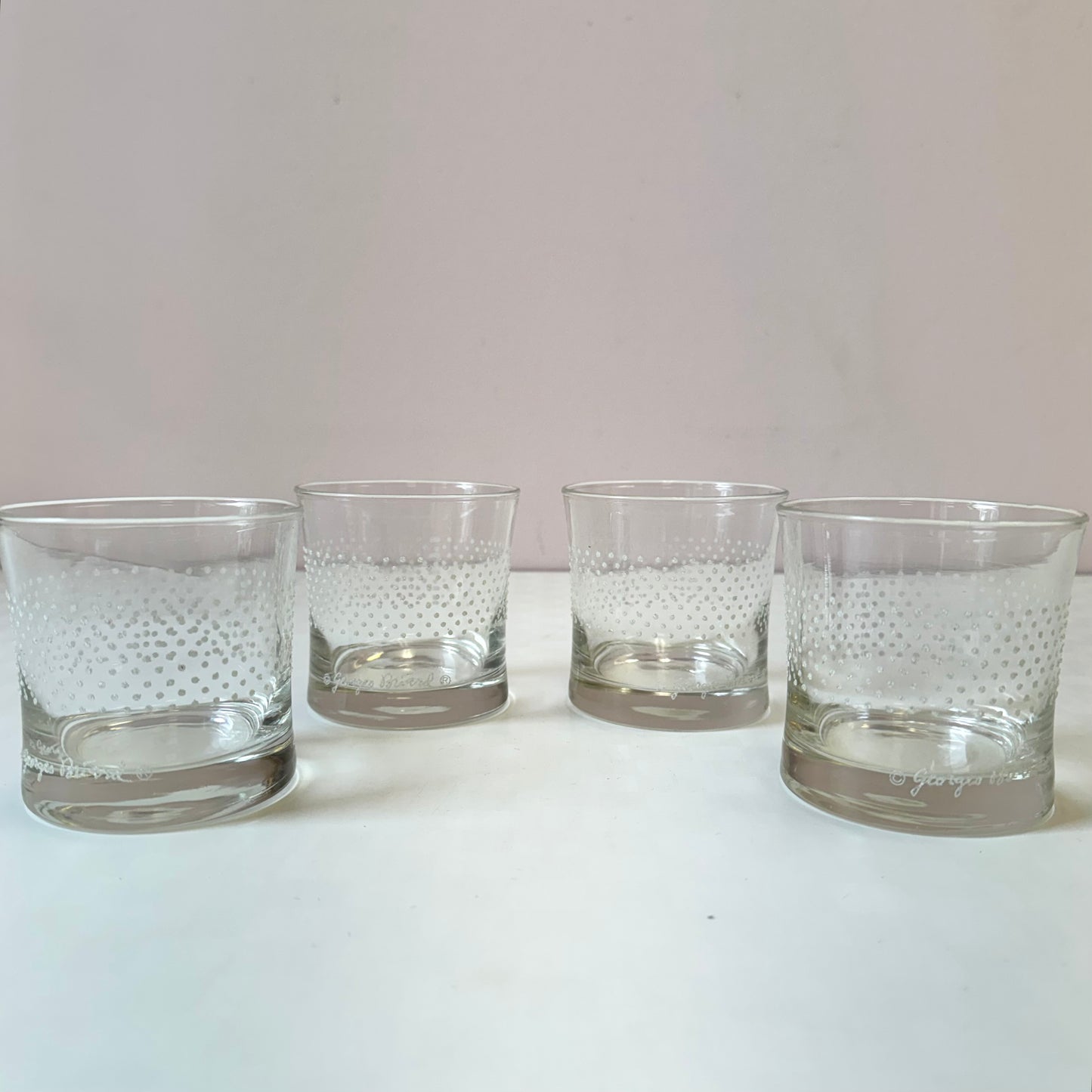 Vintage Mid-Century Georges Briard Textured Dot Rocks Glasses- Set of 4