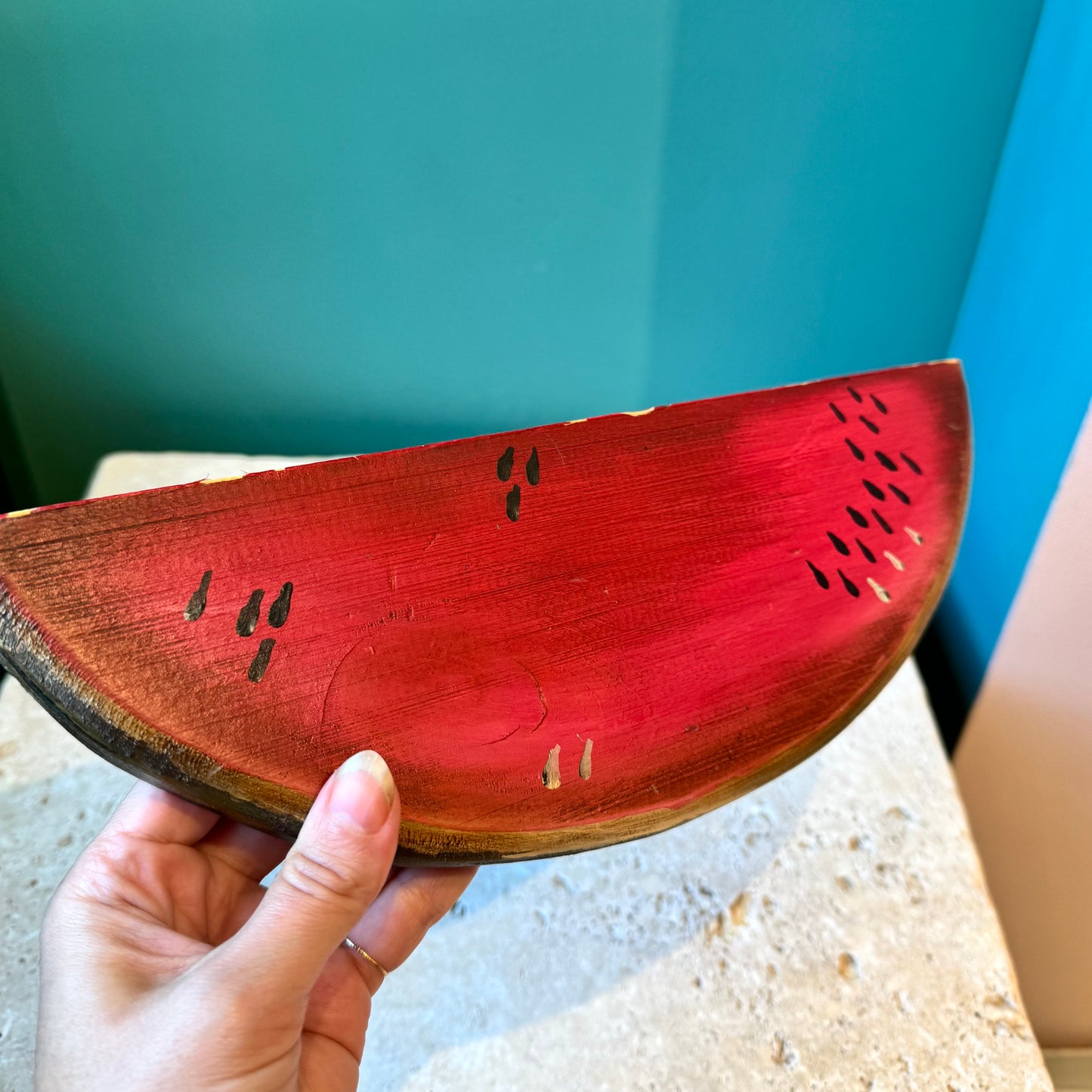 Vintage Wooden Watermelon Slice Wall Hanging