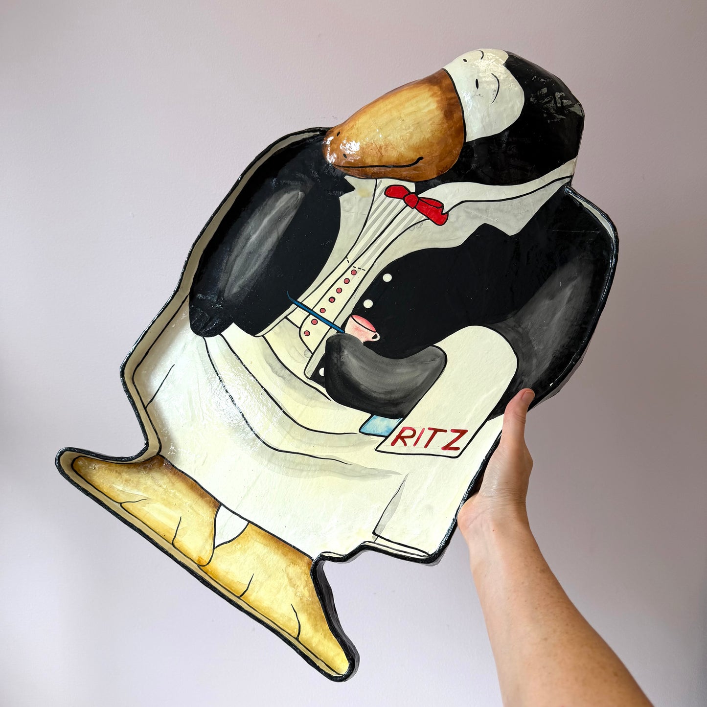 Vintage Large Paper-Maché Penguin Tray