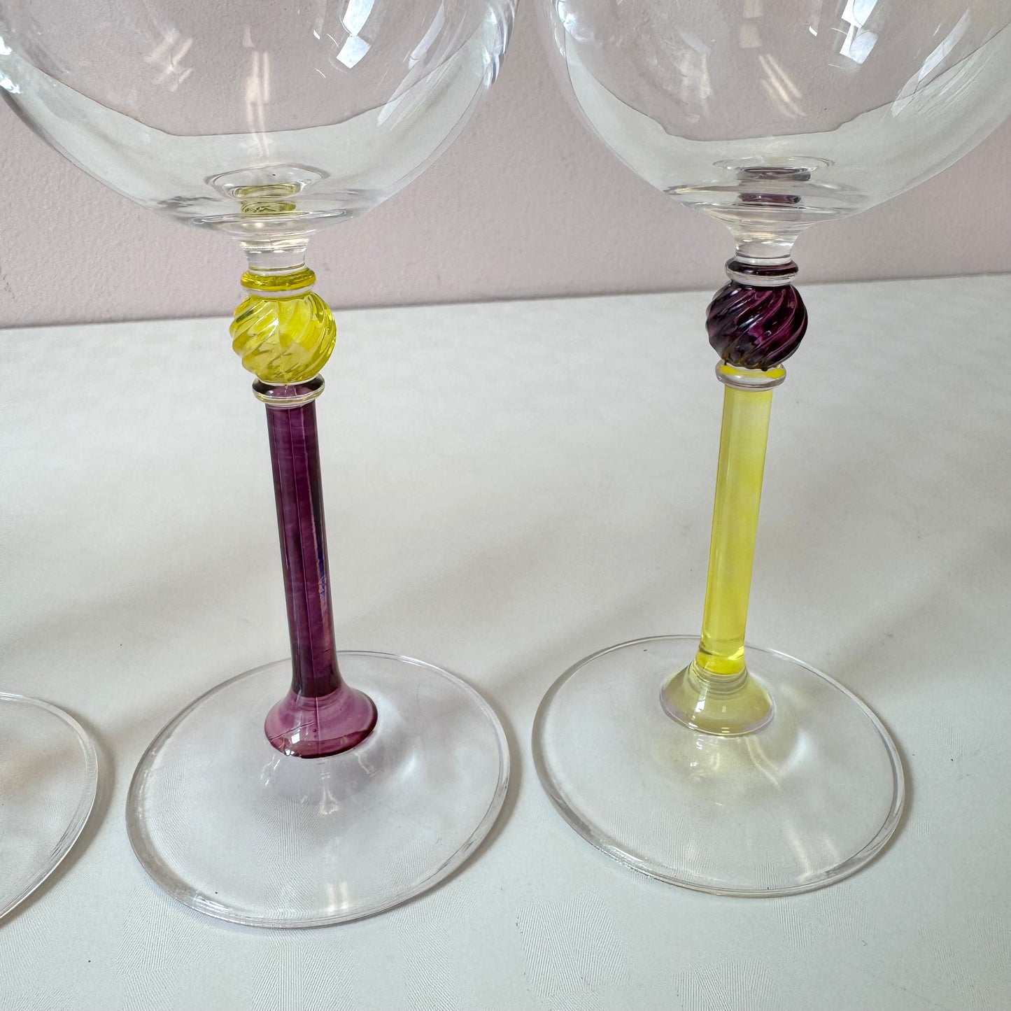 Vintage Set of 6 Hand Made Italian Wine Glasses by IVAT