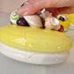 Vintage Set of 4 Seymour Mann Yellow Ceramic Shell Canisters (as is)