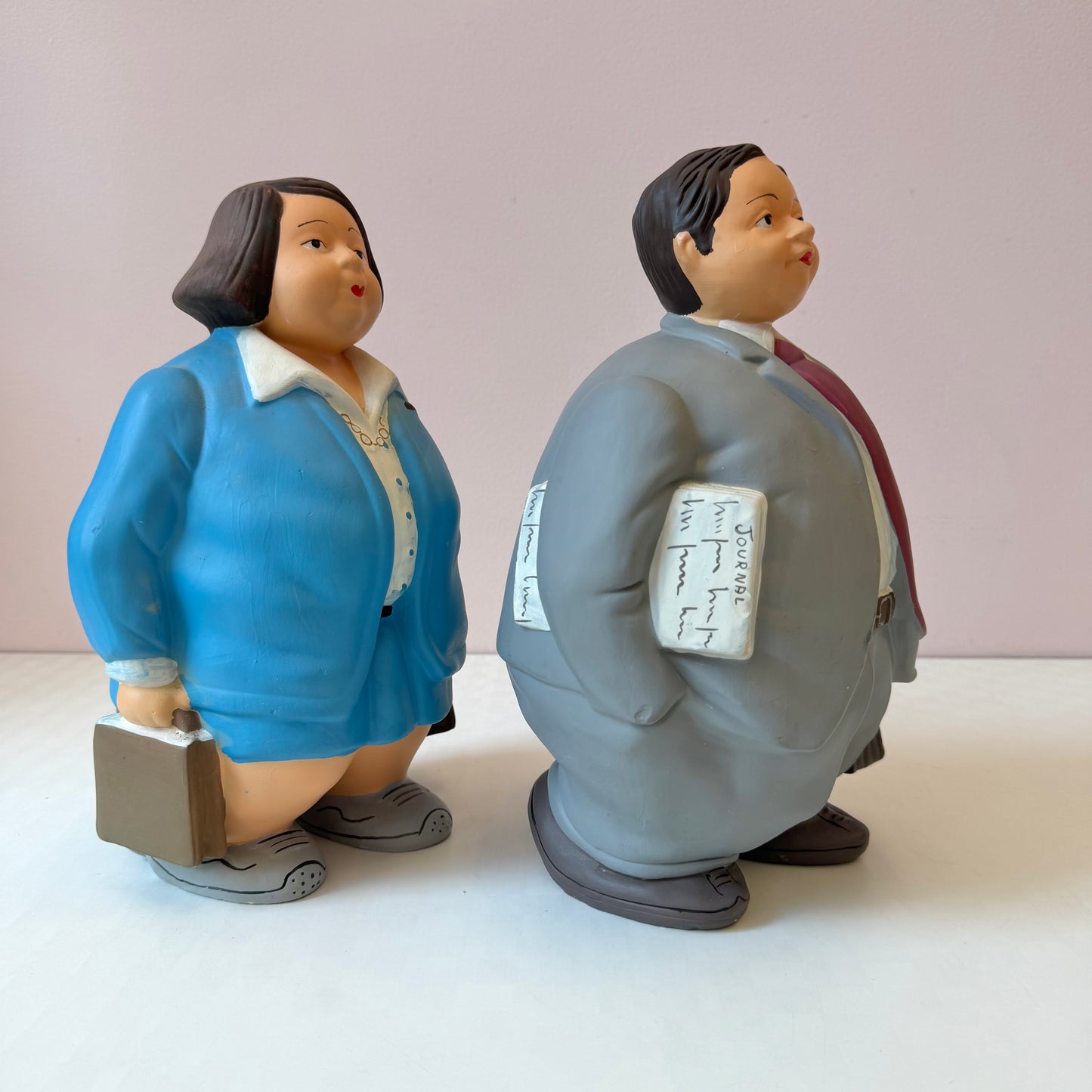 Vintage Chubby Business Couple Money Banks Attributed to L’Aquilone Italy