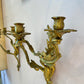 Pair of Antique Louis XV Rococo Style Brass 3 Arm Candle Sconces