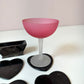 Vintage Set of 6 Black Marble Heart Coasters in Caddy