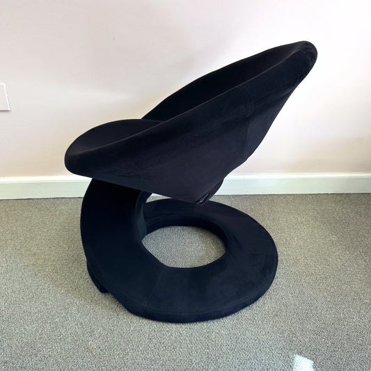 Vintage Spiral Ribbon Chair in Black Suede Attributed to Jaymar