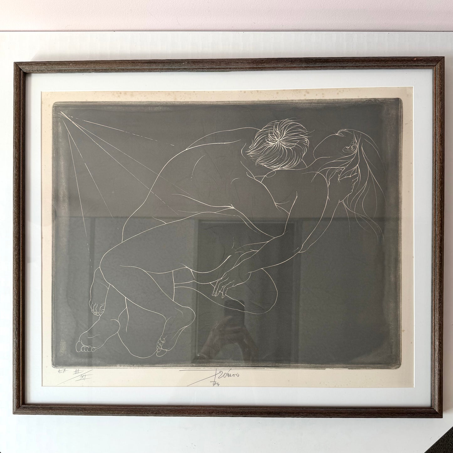 Vintage 1974 “Untitled - Embrace” Limited Edition Artists Proof Lithograph by Pierre-Yves Trémois