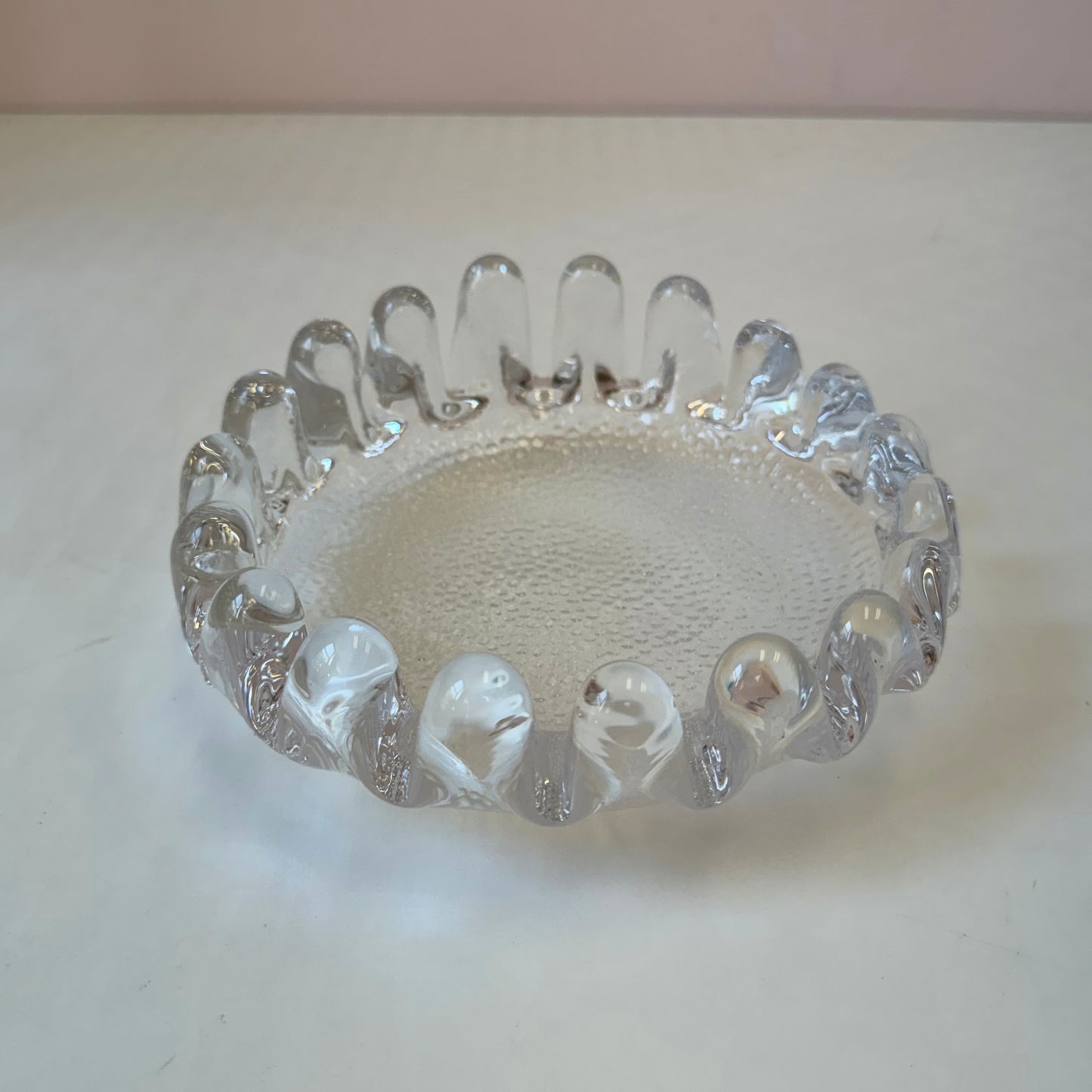 Vintage Kosta Boda Art Glass Sunflower Catchall Bowl