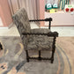 Antique Lions Head Barley Twist Suede Chair/item