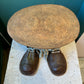 Vintage Folk Art Ceramic Shoes Stool/Plant Stand