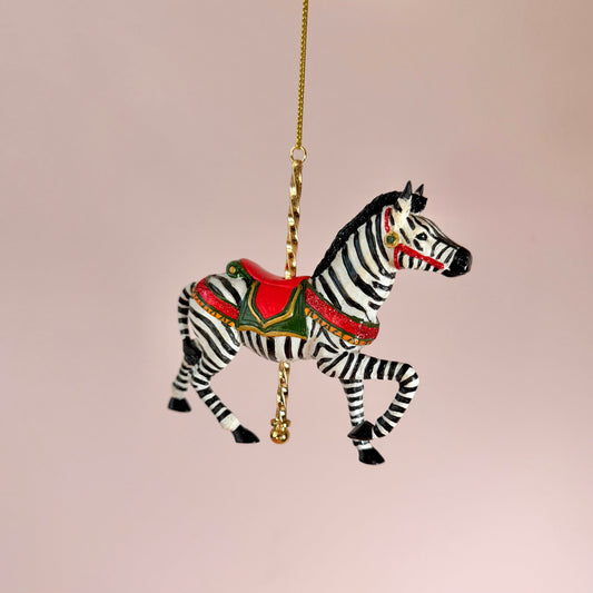Resin Carousel Zebra Ornament
