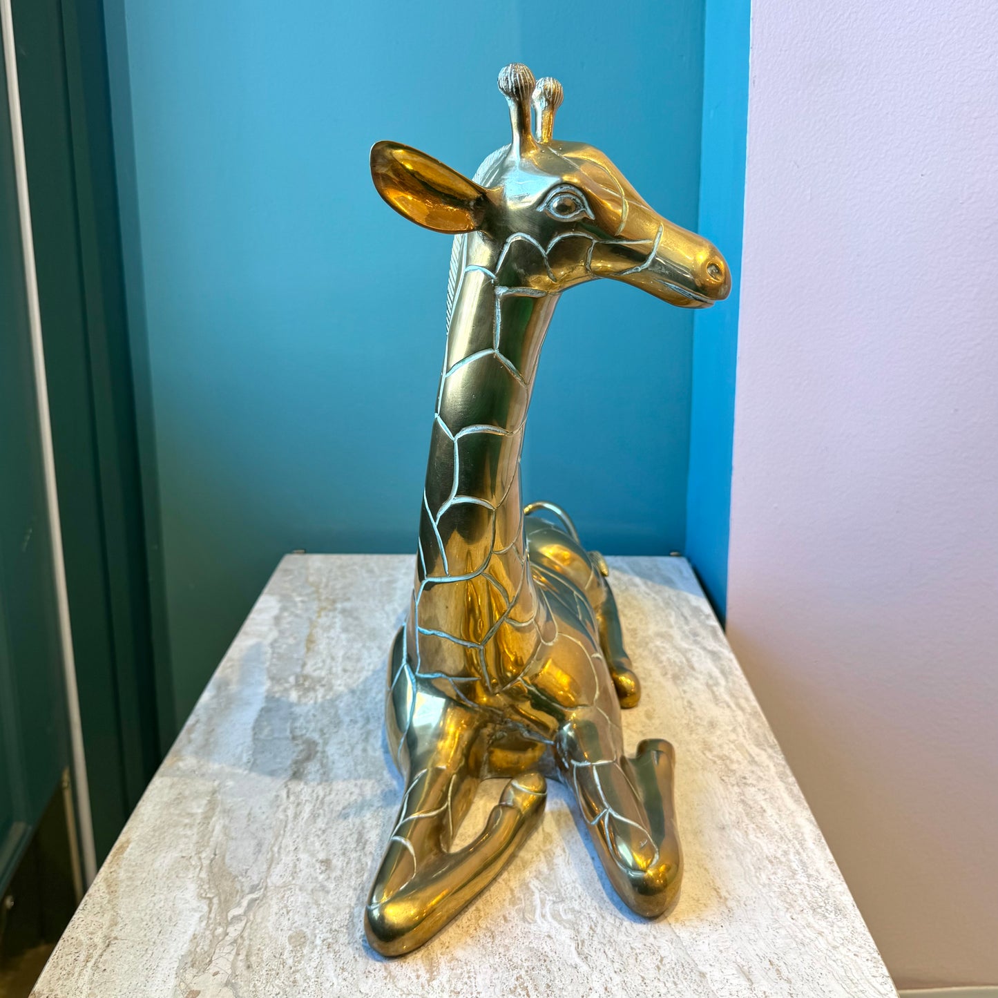 Vintage Large Brass Giraffe Statue
