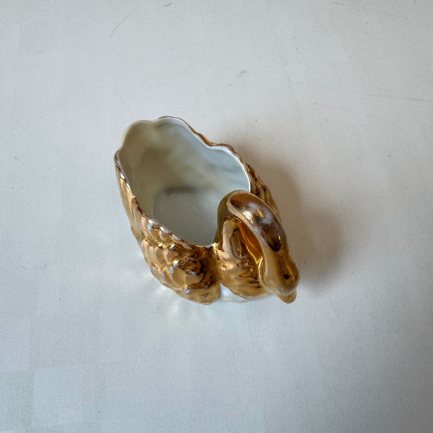 Vintage Gold Ceramic Swan Ring Holder