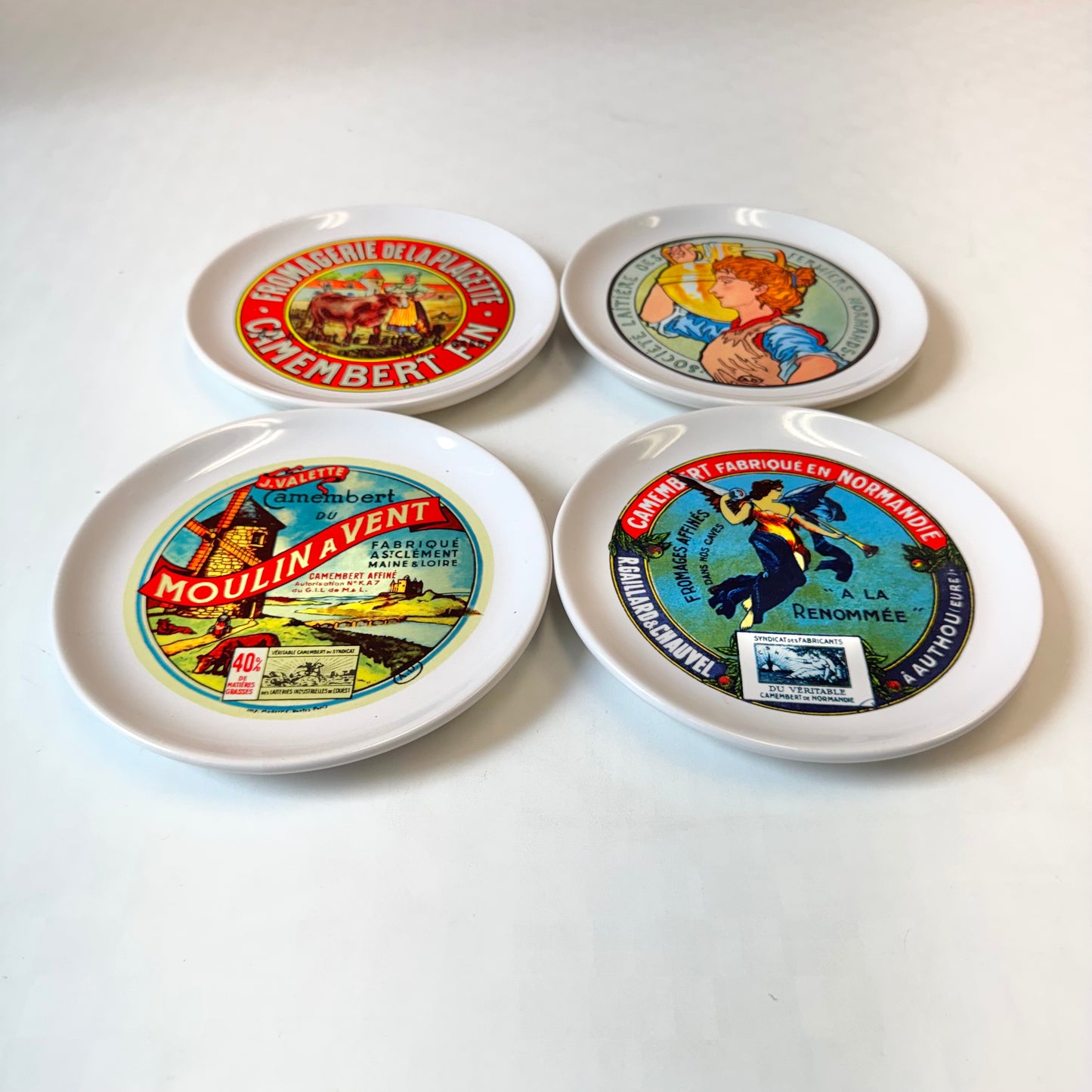 Vintage Set of 4 French Cheese Plates