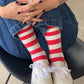 Red and White Stripe Wally Socks by Le Bon Shoppe