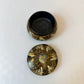 Vintage Hand Painted Lacquer Gold Swirl Floral Trinket Box