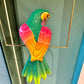 Vintage Papier Maché Parrot Sculpture on Hanging Stand