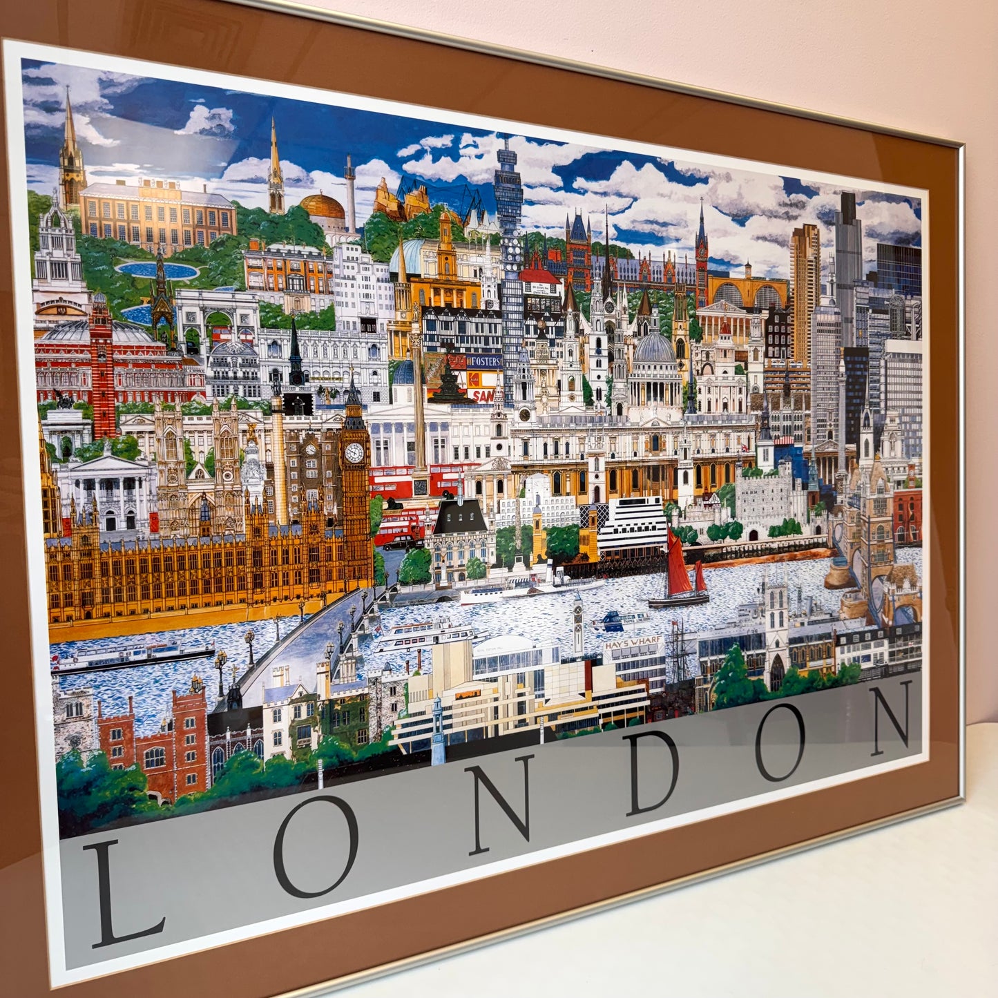 Vintage Framed 1989 "London" Poster by Christopher Rogers