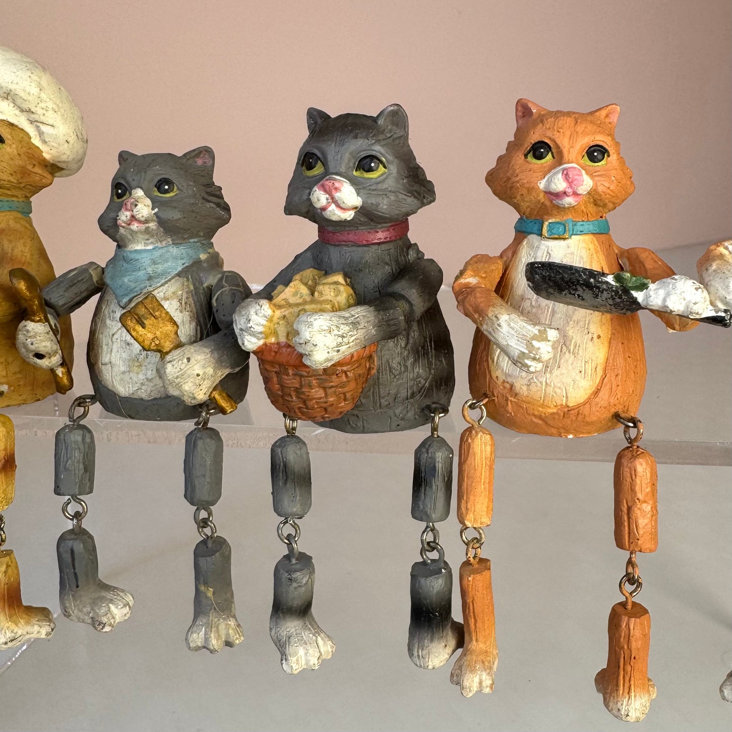 Vintage Set of 6 WMG Cooking Cat Shelf Sitters