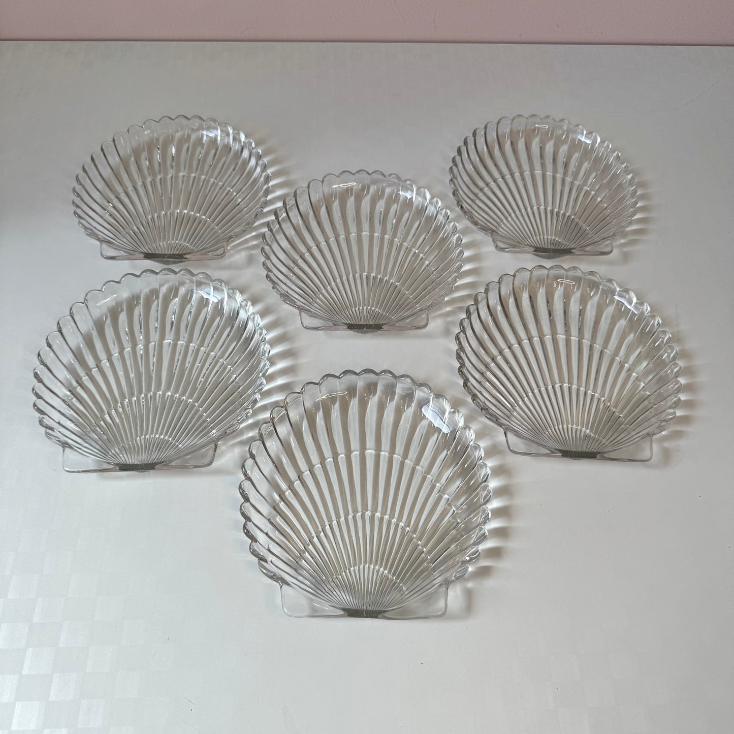 Vintage Set of 6 Glass Shell Side Plates (as is)
