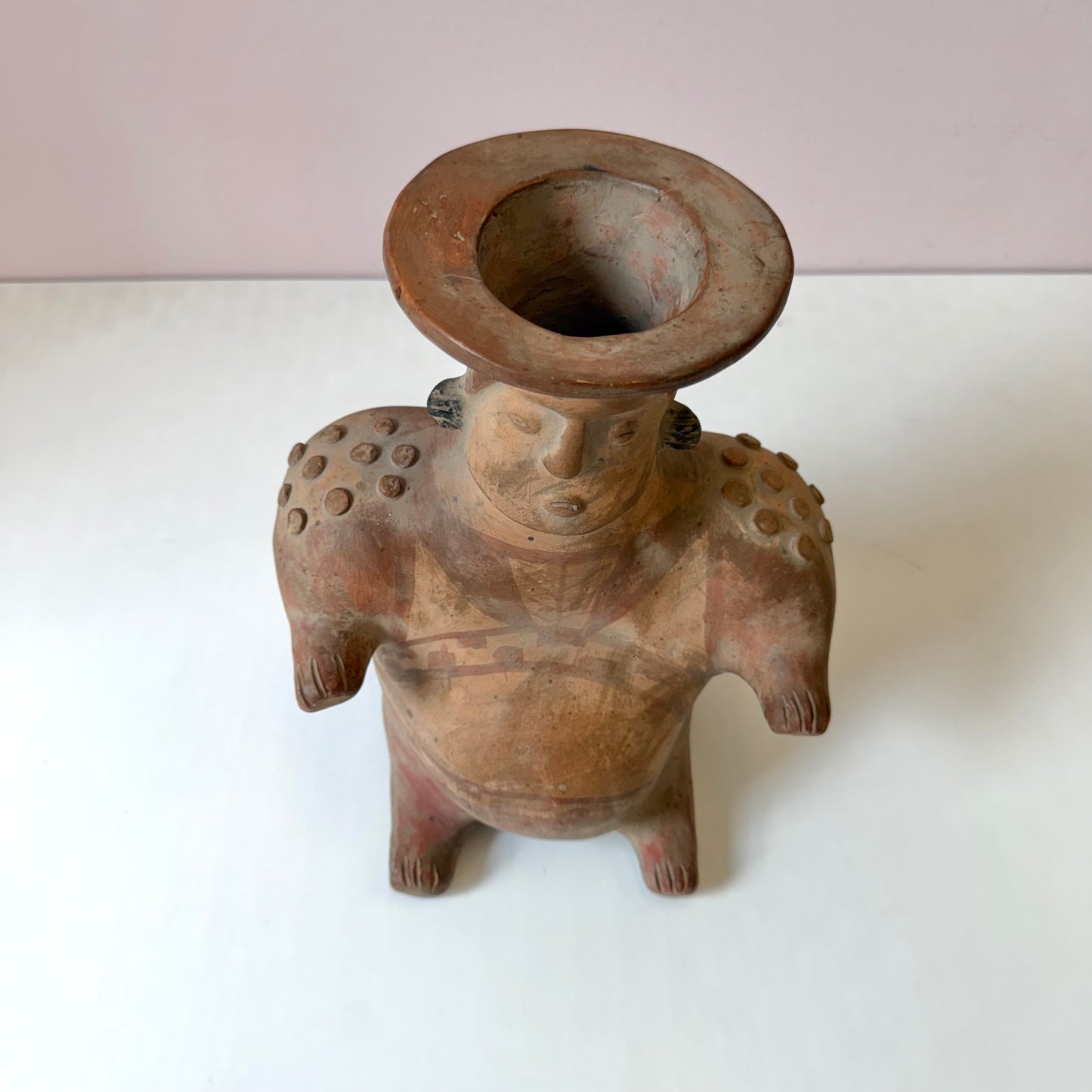 Vintage Handcrafted Mexican Terracotta Figurative Talisman Vessel/Vase