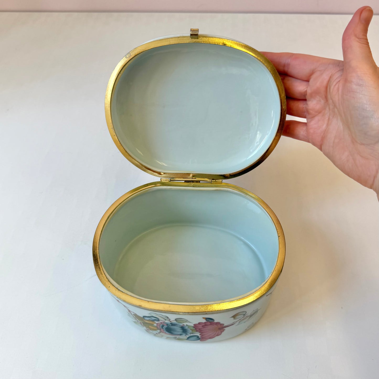 Vintage Porcelain Hinged Floral Box from Andrea by Sadek
