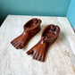 Pair of 1970’s Hand Carved Wooden Feet Ashtrays