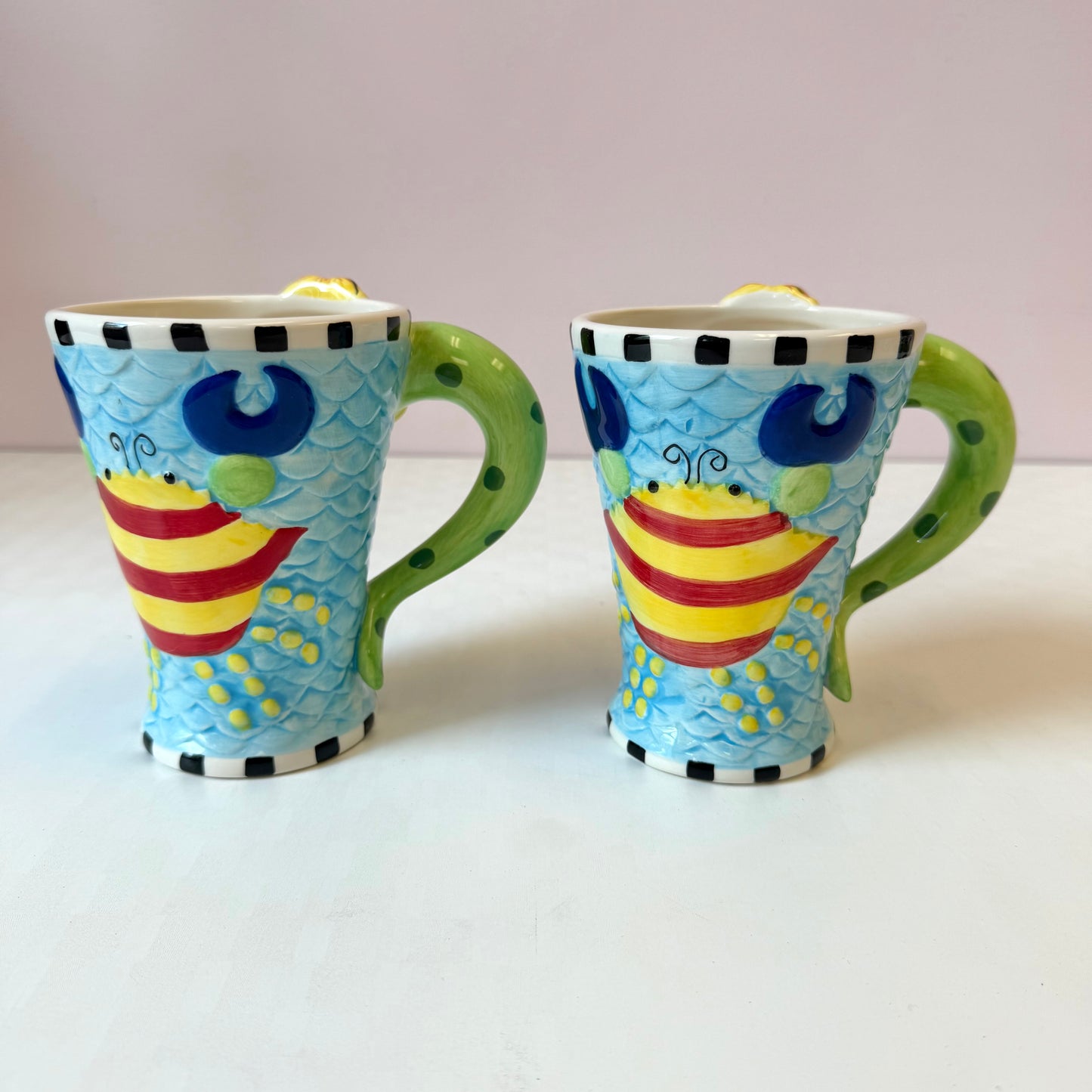 Vintage Pair of Novelty Mermaid Mugs