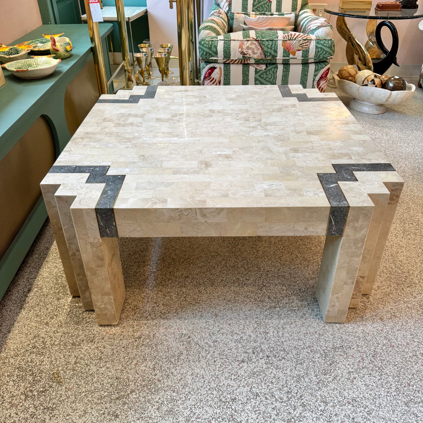 Vintage Maitland Smith Style Tessellated Coffee Table
