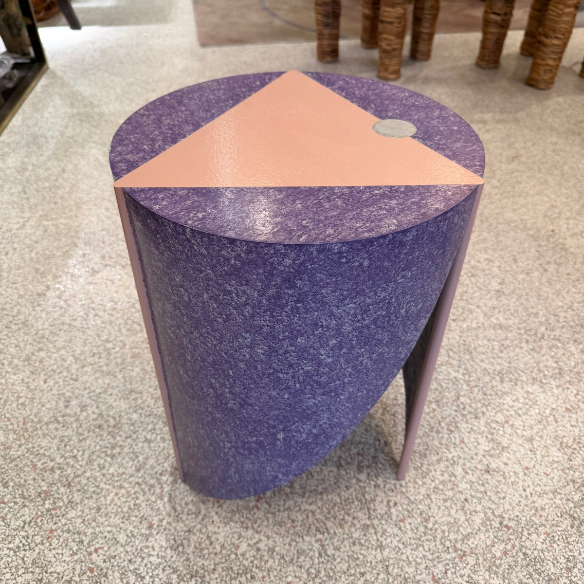 Vintage 1980's Postmodern Pink and Purple Side/Accent Table