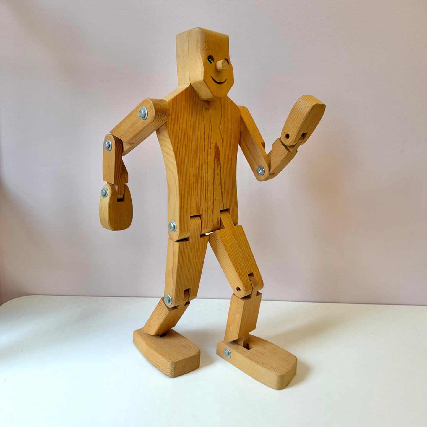 Vintage Articulating Wooden Man Statue