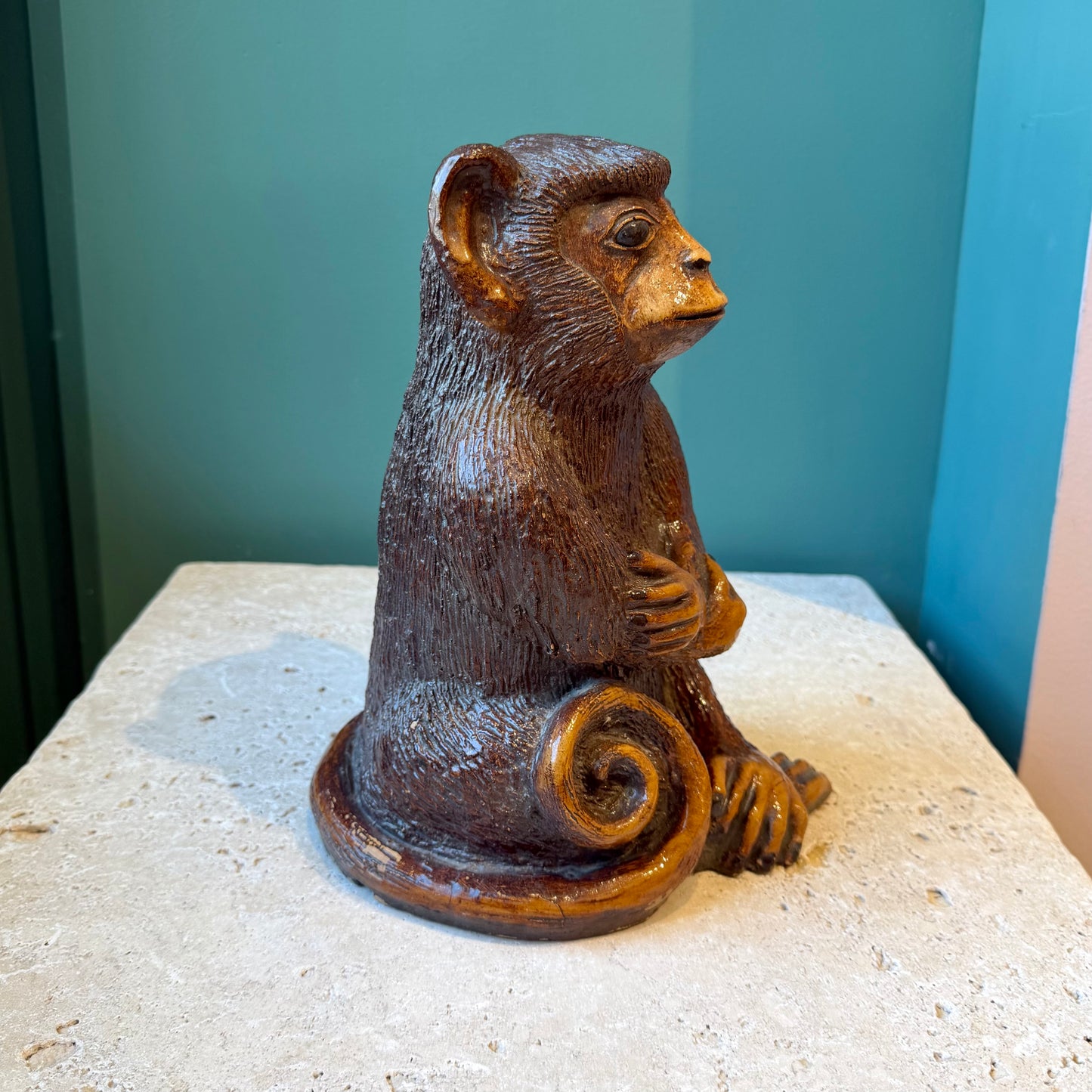 Vintage Mid-Century Resin Monkey Statue