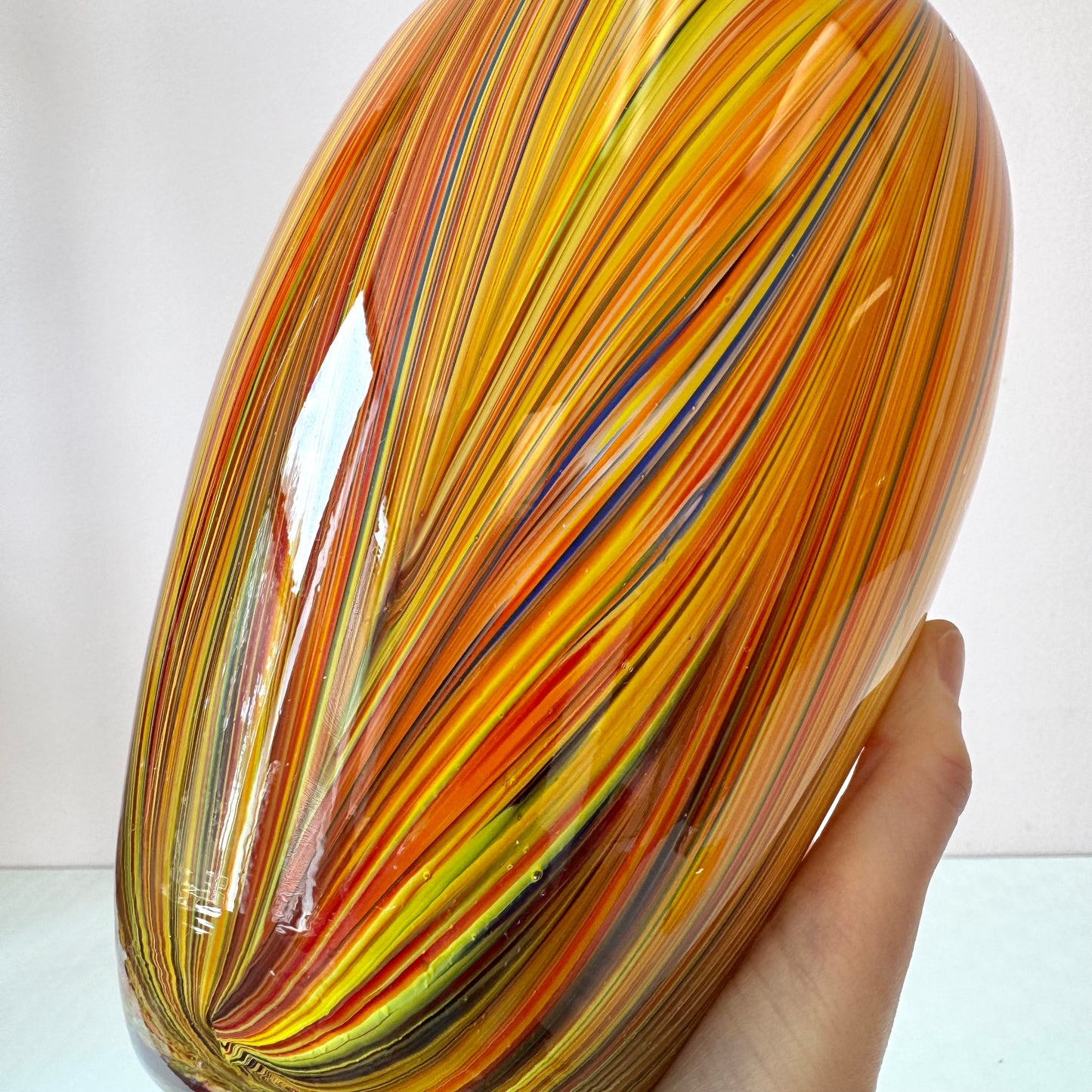 Vintage Multi-Color Feathered Glass Vase