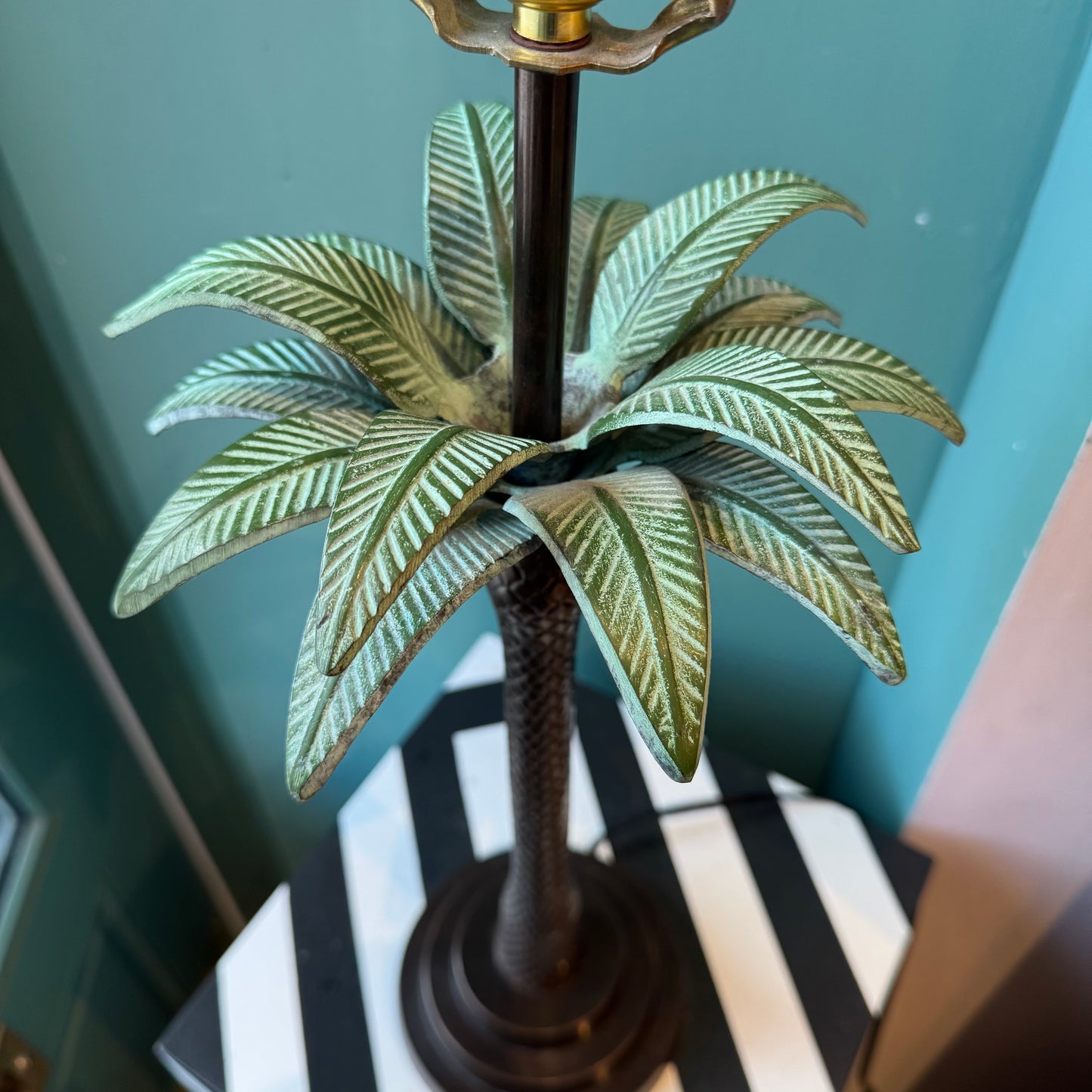 Vintage Palm Tree and Tile Shade Table Lamp