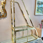 Vintage Asymmetrical Brass and Glass Etagere by DIA