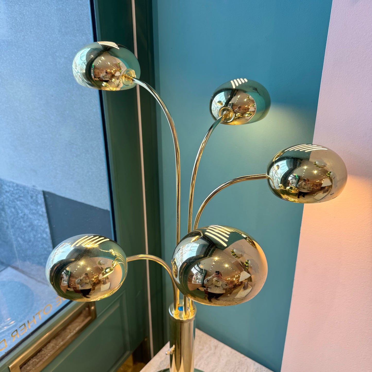 Vintage Five-Headed Brass Table Lamp
