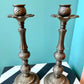 Vintage Pair Ornate Brass Candle Holders