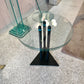 Vintage Postmodern Glass Side Table with Triangular Base by Becker Designs